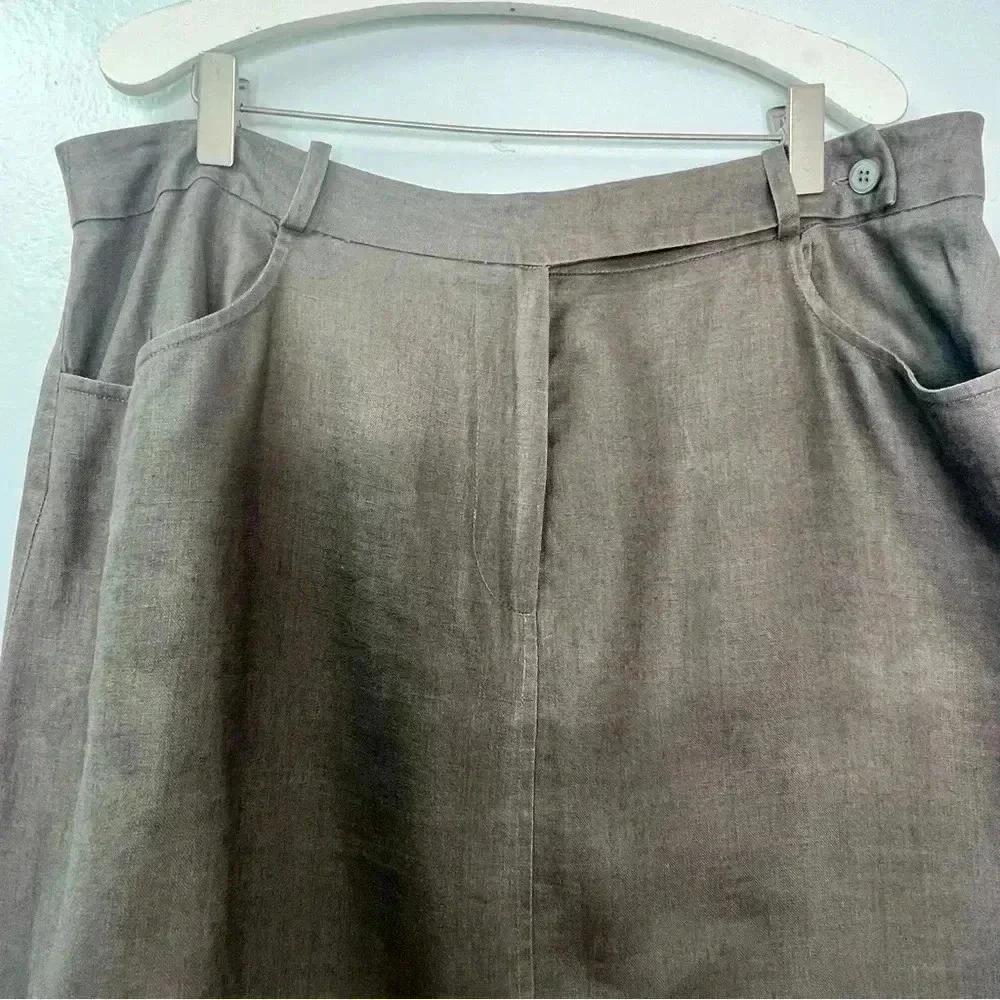 Tyler Böe 100% Linen Skirt‎ Front Slit Pockets Sz 14